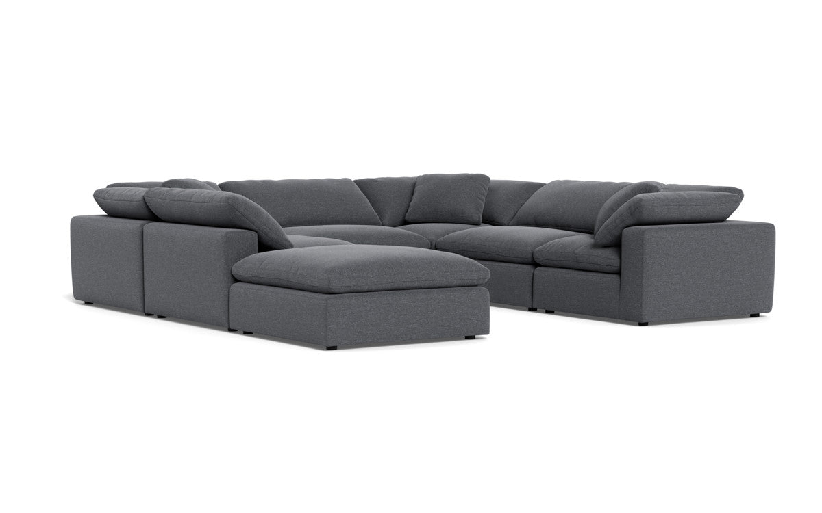 Fluffy 6 Piece Sectional W/Ottoman - Bennett Charcoal