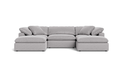 Fluffy 3 Piece Sofa W/Double Ottoman - Bennett Dove