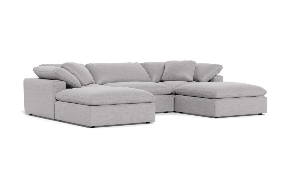 Fluffy 3 Piece Sofa W/Double Ottoman - Bennett Dove