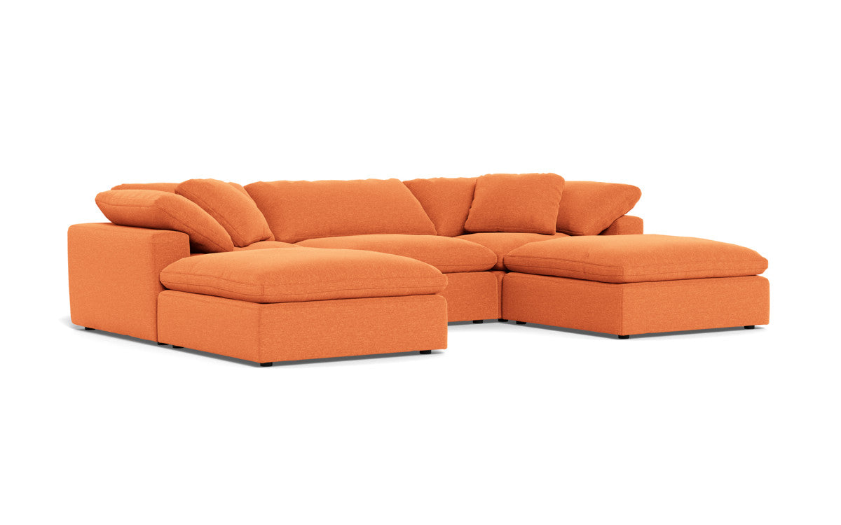 Fluffy 3 Piece Sofa W/Double Ottoman - Bennett Orangeade