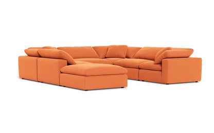 Fluffy 6 Piece Sectional W/Ottoman - Bennett Orangeade