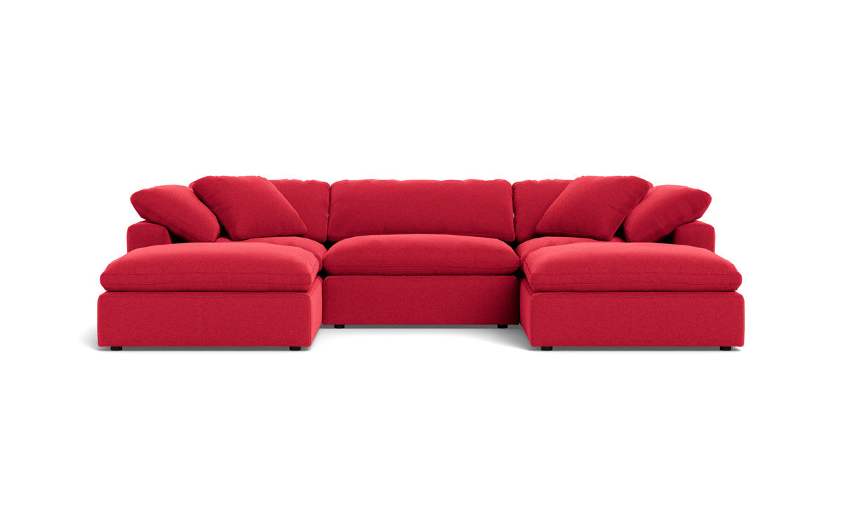 Fluffy 3 Piece Sofa W/Double Ottoman - Bennett Red