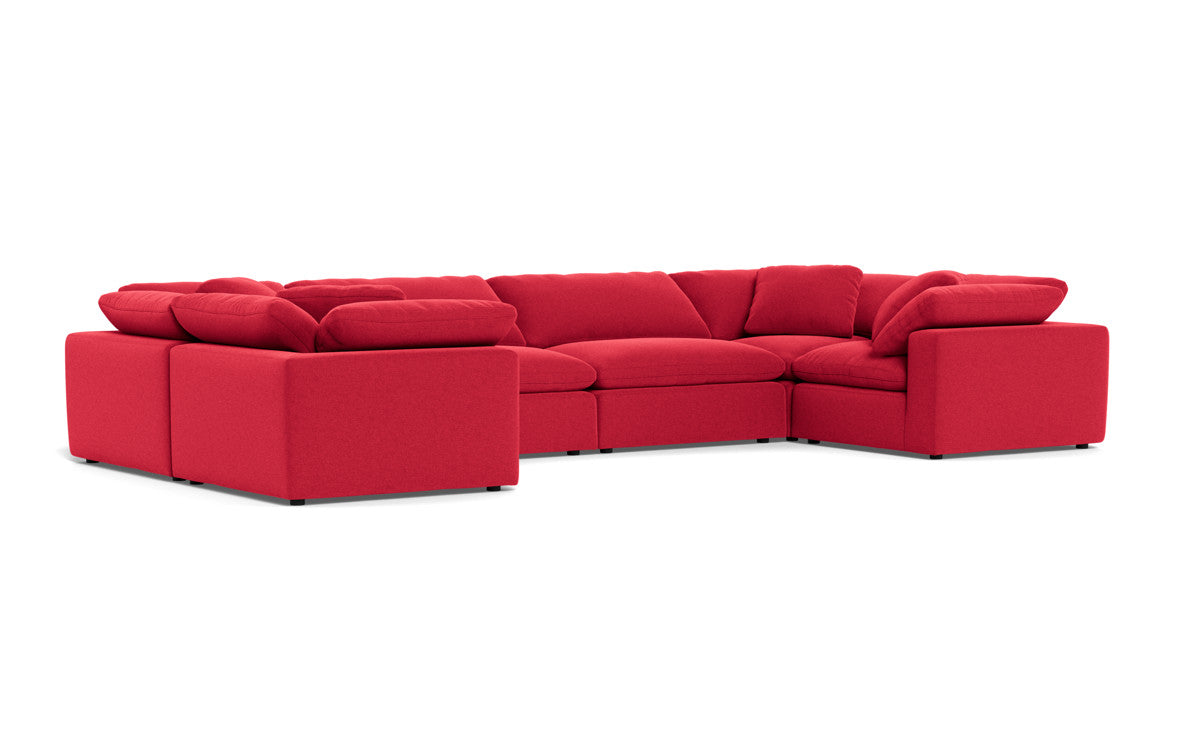 Fluffy 4 Corner U Sectional - Bennett Red