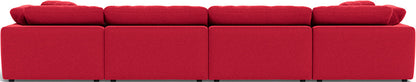 Fluffy 4 Piece Sectional W/Double Otto - Bennett Red