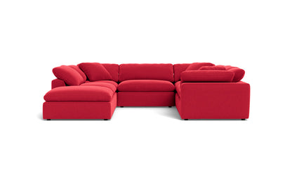 Fluffy 6 Piece Sectional W/Ottoman - Bennett Red