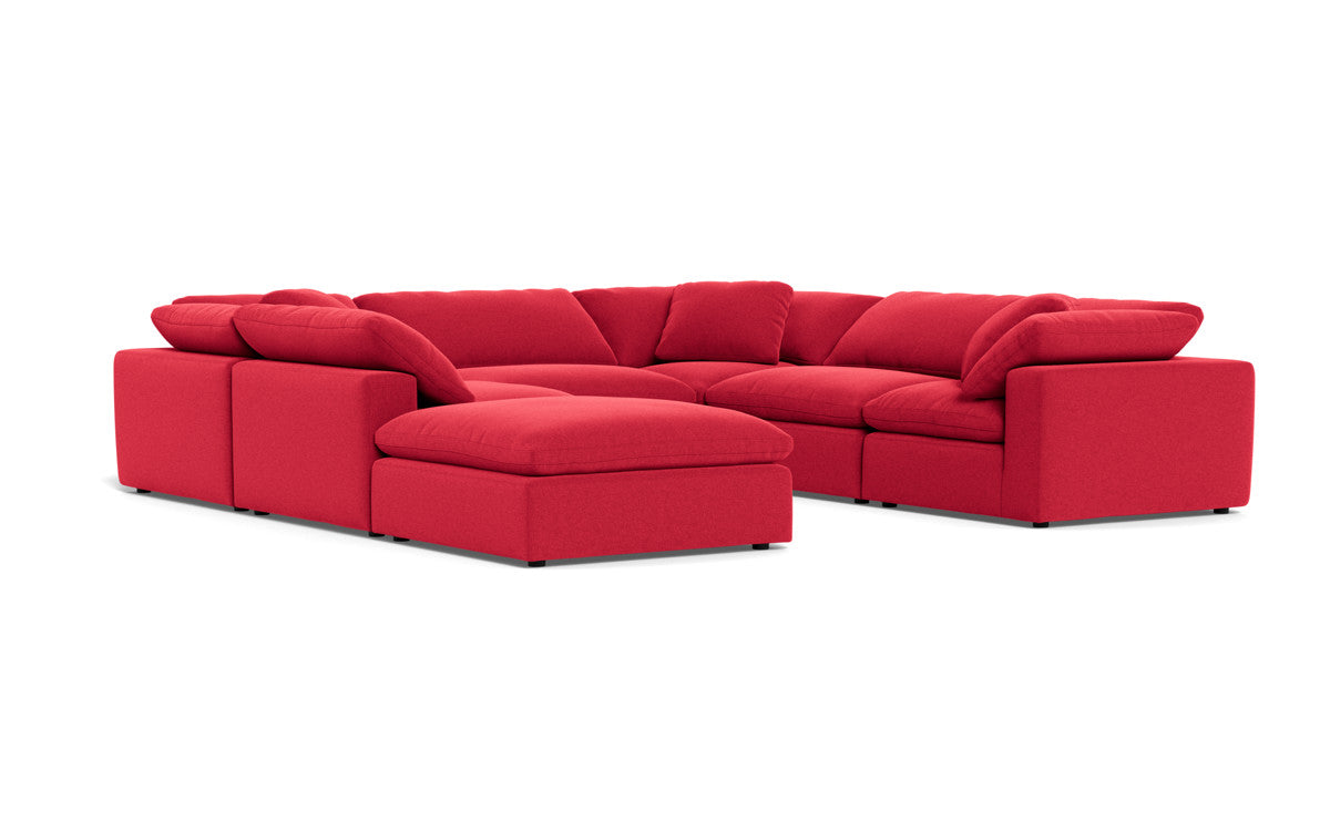 Fluffy 6 Piece Sectional W/Ottoman - Bennett Red