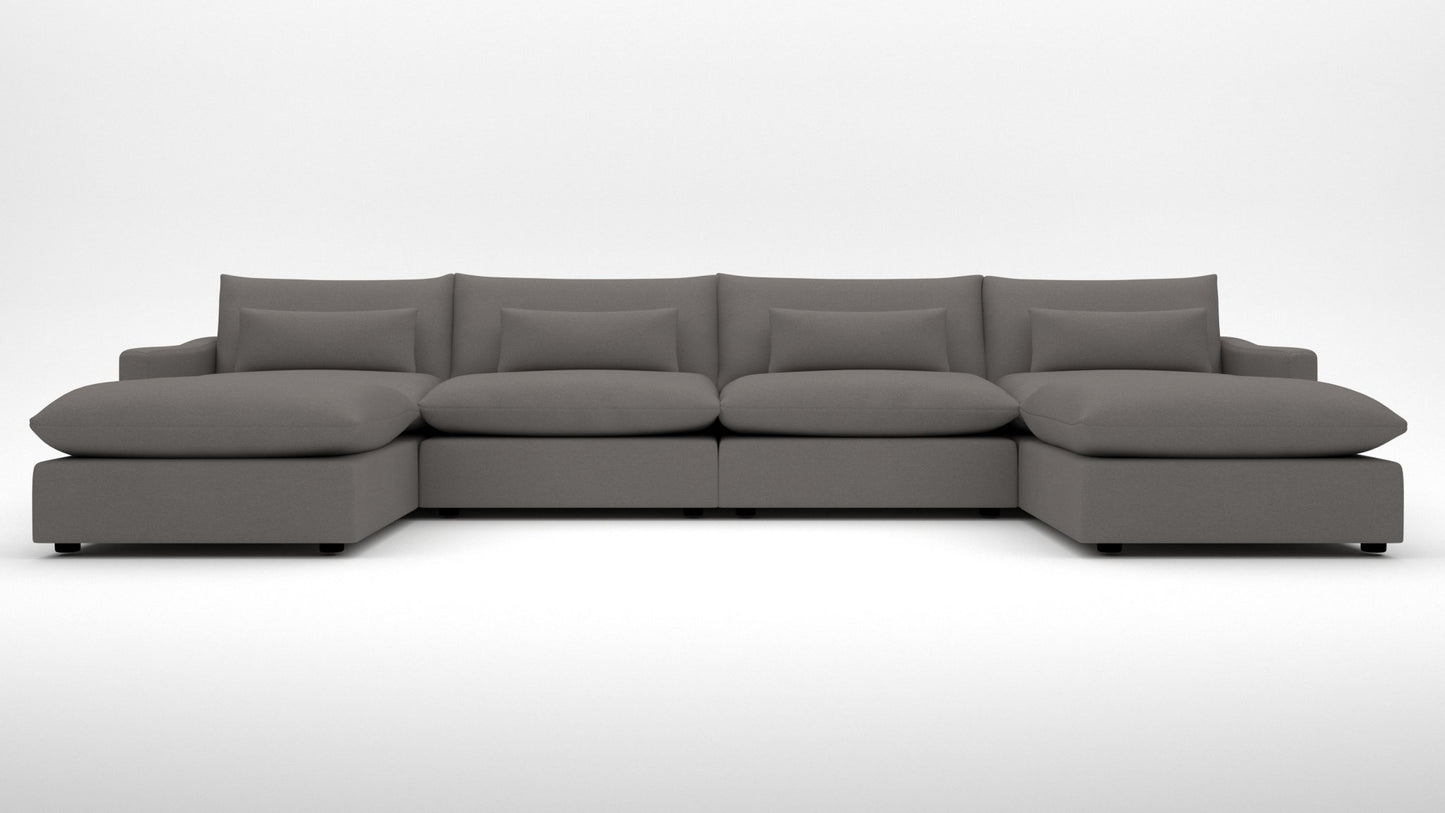 Bouldin 166" Sofa W. Double Ottomans - Peyton Slate