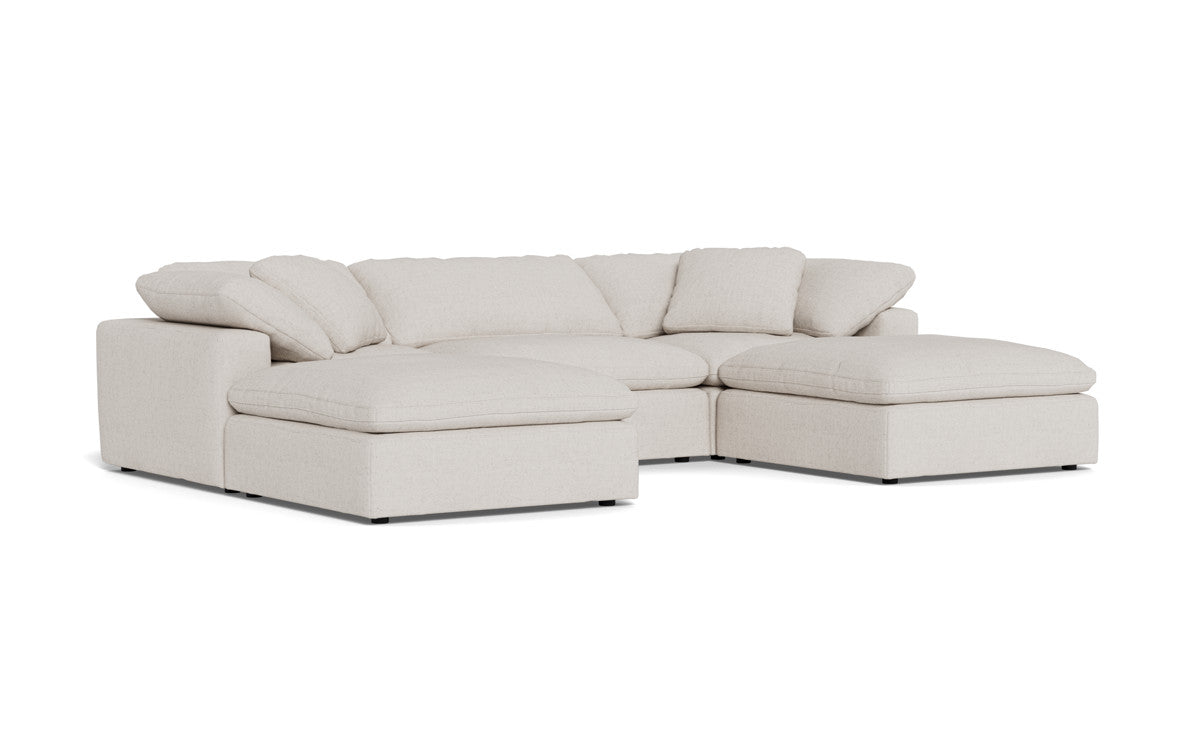 Fluffy 3 Piece Sofa W/Double Ottoman - Camila Oyster