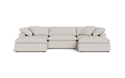 Fluffy 3 Piece Sofa W/Double Ottoman - Camila Oyster