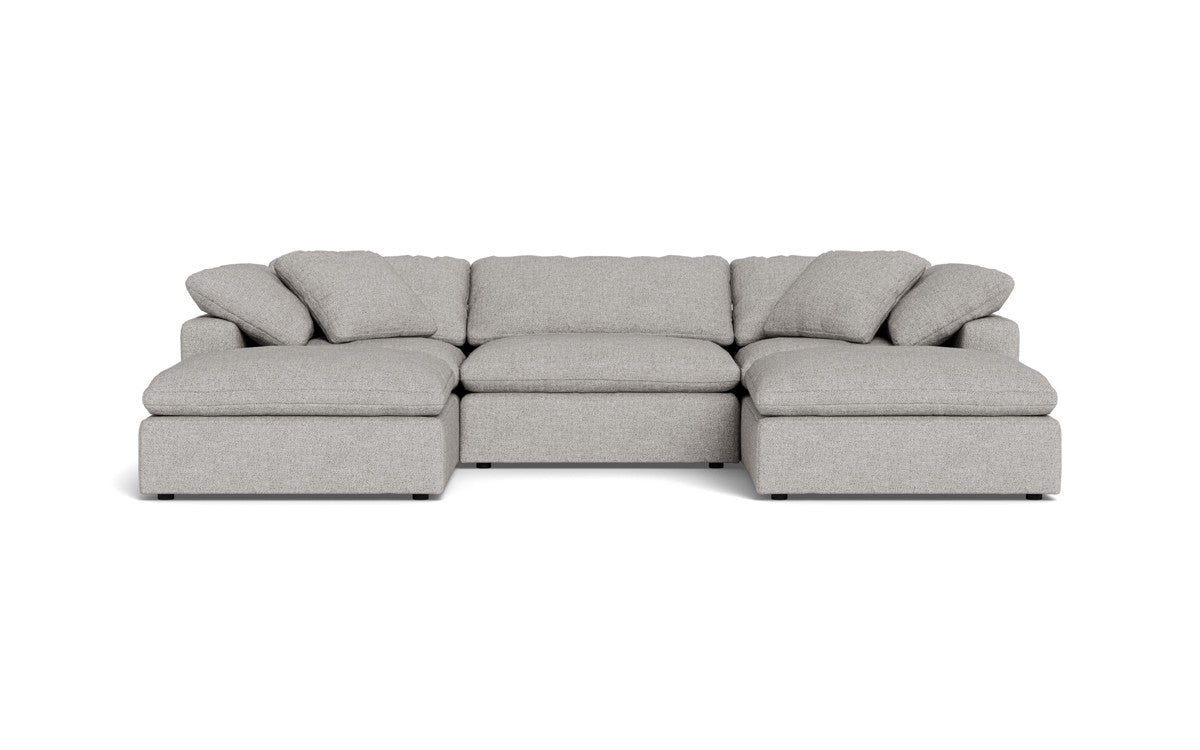 Fluffy 3 Piece Sofa W/Double Ottoman - Camila Smoke