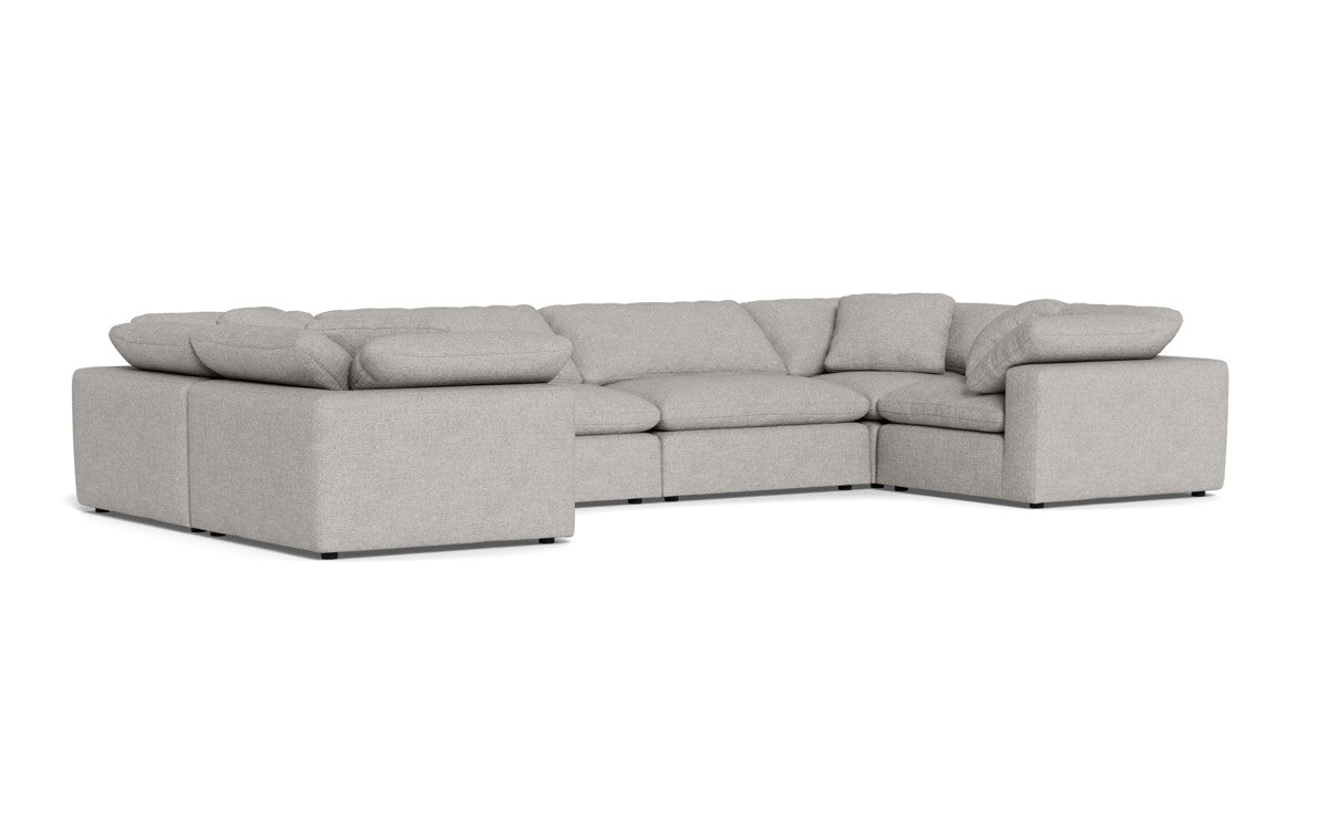 Fluffy 4 Corner U Sectional - Camila Smoke