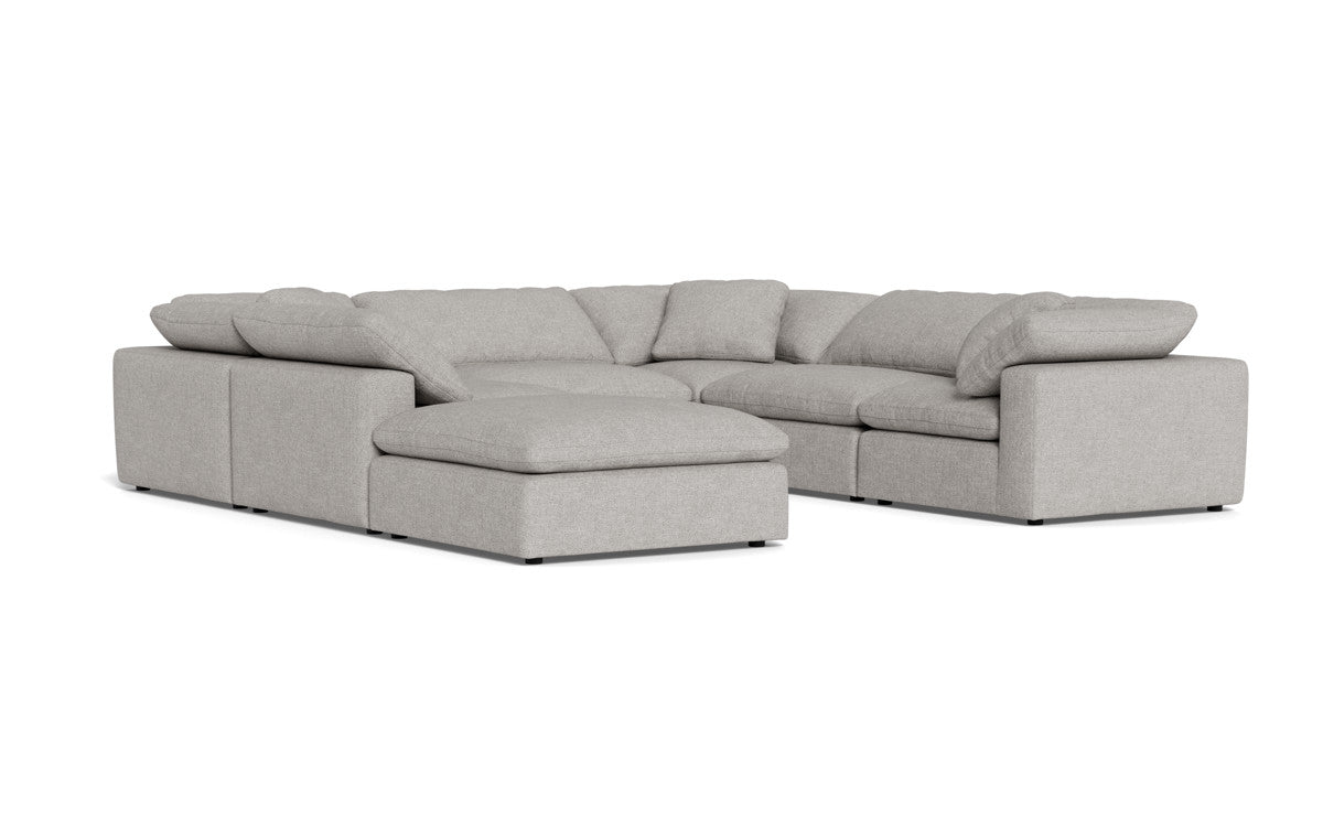 Fluffy 6 Piece Sectional W/Ottoman - Camila Smoke