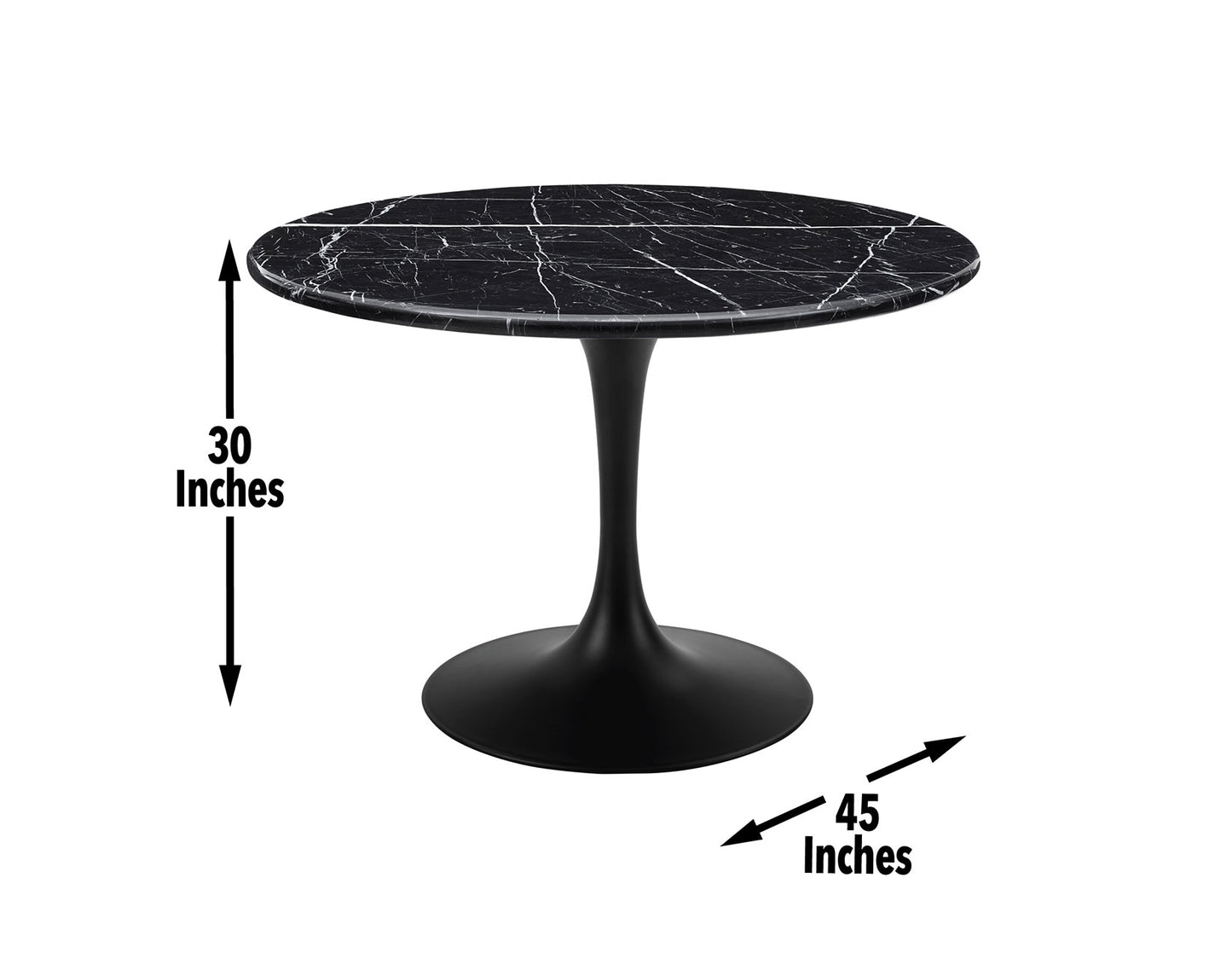 Colby Round 52" Black Marble Top/Black Base Dining Table