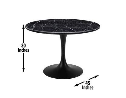 Colby Round 52" Black Marble Top/Black Base Dining Table