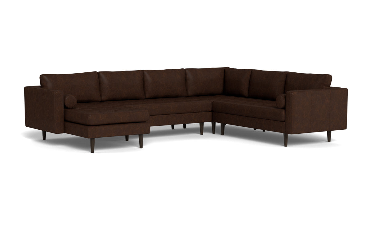 Ladybird 133" Leather Corner Sectionals w. Left Chaise - Cheyenne Arrowshaft