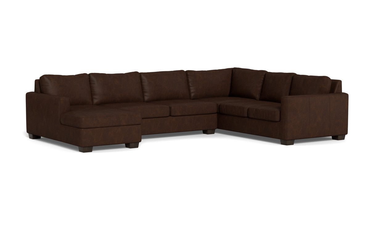 Track 141" Leather Corner Sectionals W. Full Sleeper & Left Chaise - Cheyenne Arrowshaft