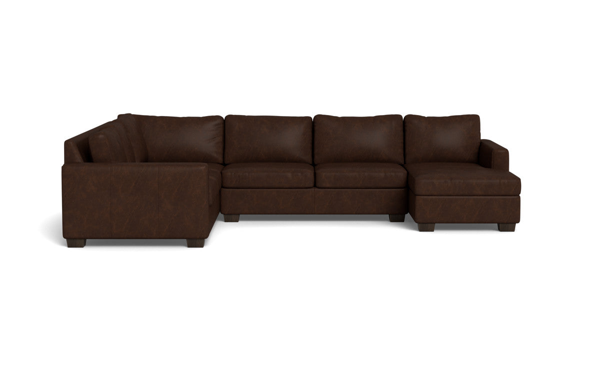 Track 141" Leather Corner Sectionals W. Full Sleeper & Right Chaise
