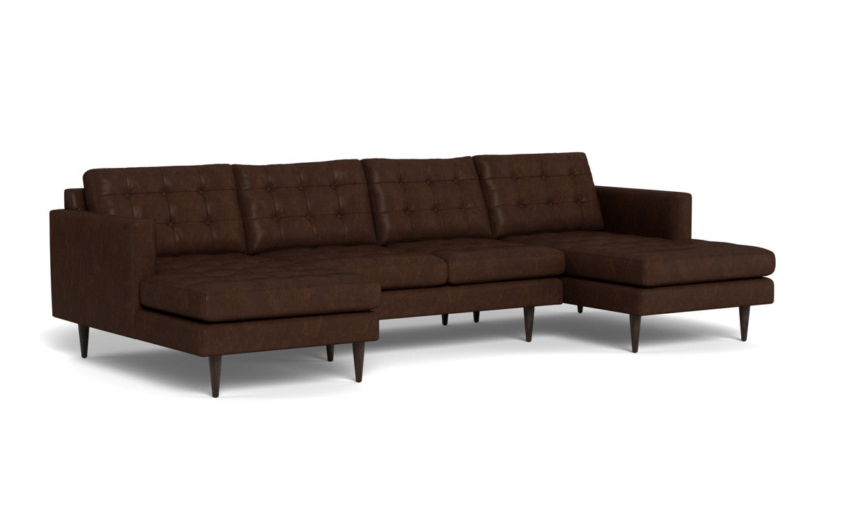 Wallace 126" Leather Double Chaise U Sectional - Cheyenne Arrowshaft