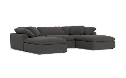 Fluffy 3 Piece Sofa W/Double Ottoman - Curious Charcoal