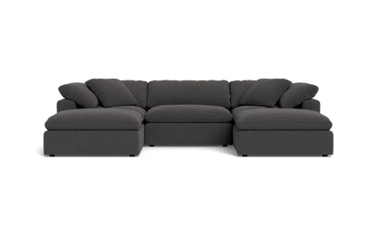 Fluffy 3 Piece Sofa W/Double Ottoman - Curious Charcoal