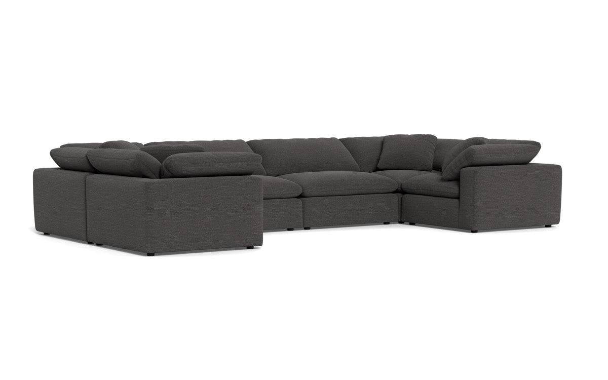 Fluffy 4 Corner U Sectional - Curious Charcoal