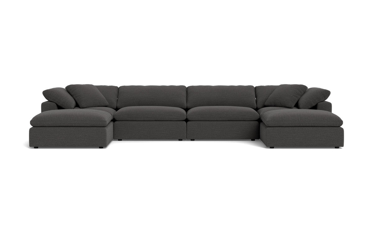 Fluffy 4 Piece Sectional W/Double Otto - Curious Charcoal