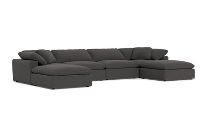 Fluffy 4 Piece Sectional W/Double Otto - Curious Charcoal