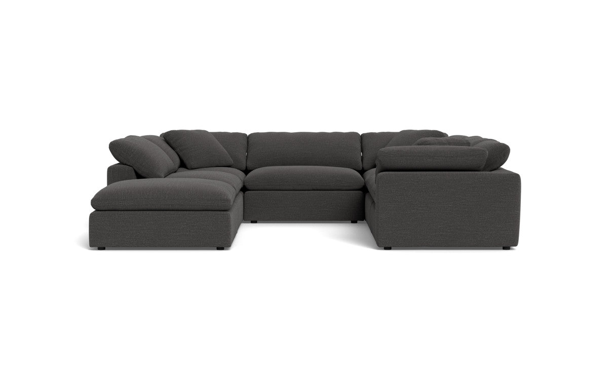 Fluffy 6 Piece Sectional W/Ottoman - Curious Charcoal