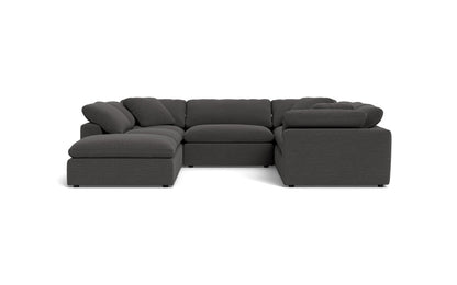 Fluffy 6 Piece Sectional W/Ottoman - Curious Charcoal