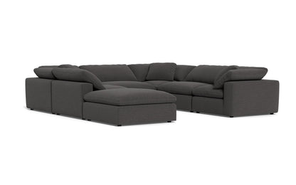 Fluffy 6 Piece Sectional W/Ottoman - Curious Charcoal