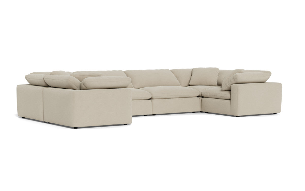 Fluffy 4 Corner U Sectional - Curious Pearl