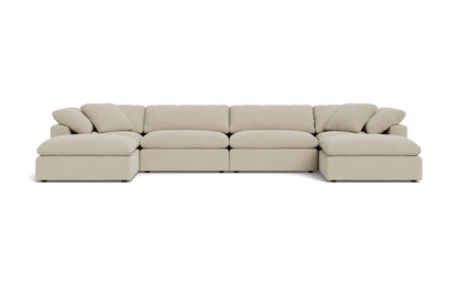 Fluffy 4 Piece Sectional W/Double Otto - Curious Pearl