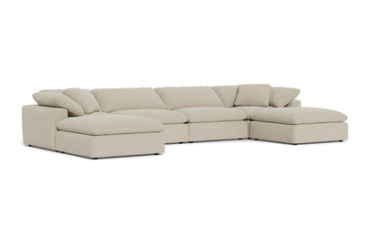 Fluffy 4 Piece Sectional W/Double Otto - Curious Pearl