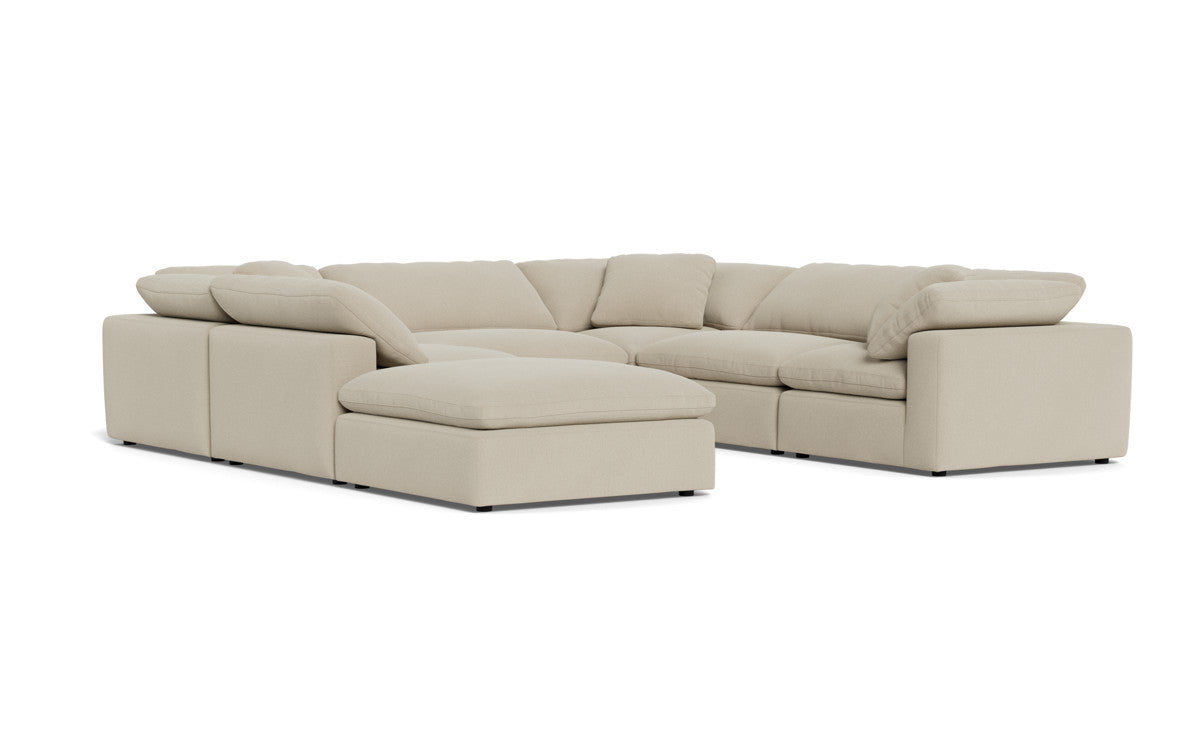 Fluffy 6 Piece Sectional W/Ottoman - Curious Pearl