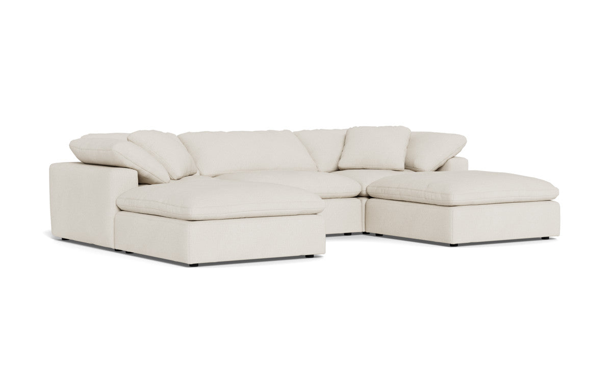 Fluffy 3 Piece Sofa W/Double Ottoman - Curious Snow