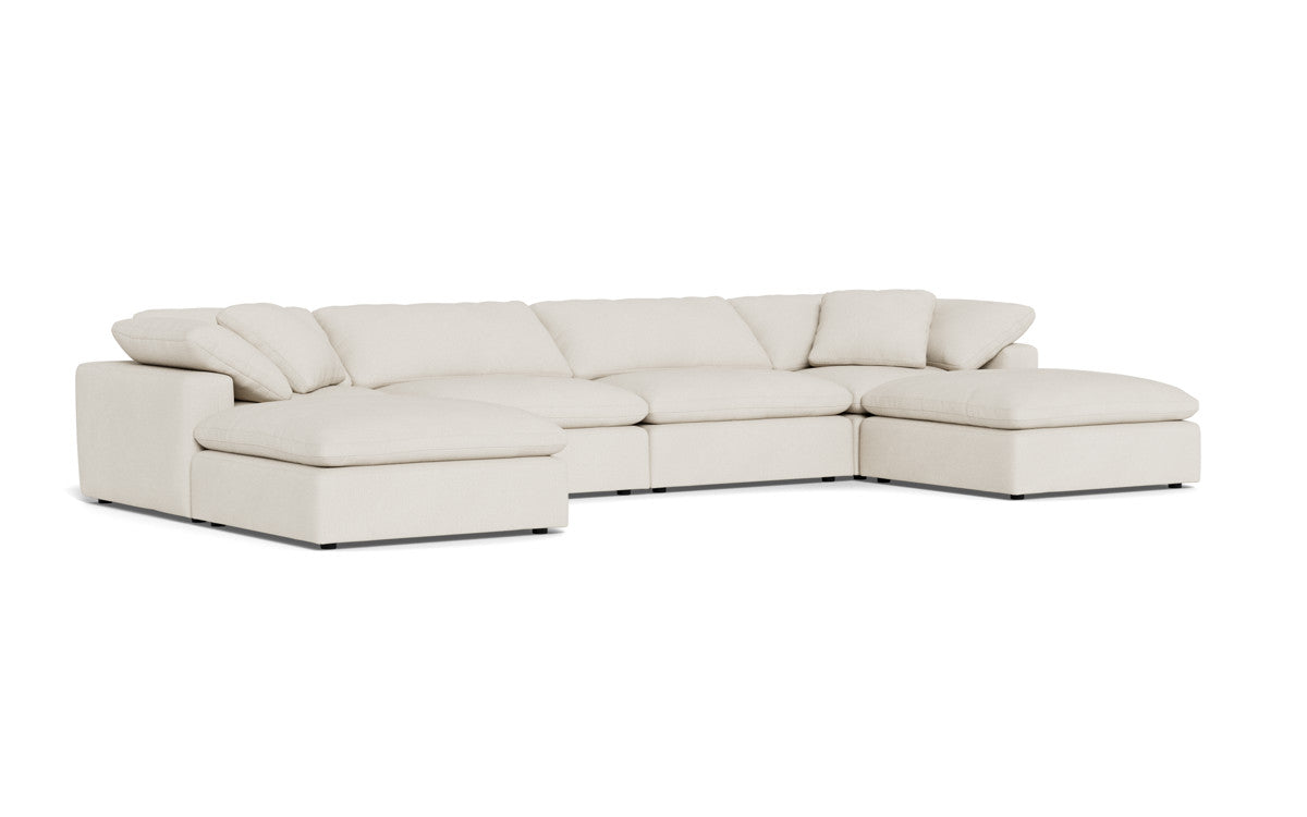 Fluffy 4 Piece Sectional W/Double Otto - Curious Snow