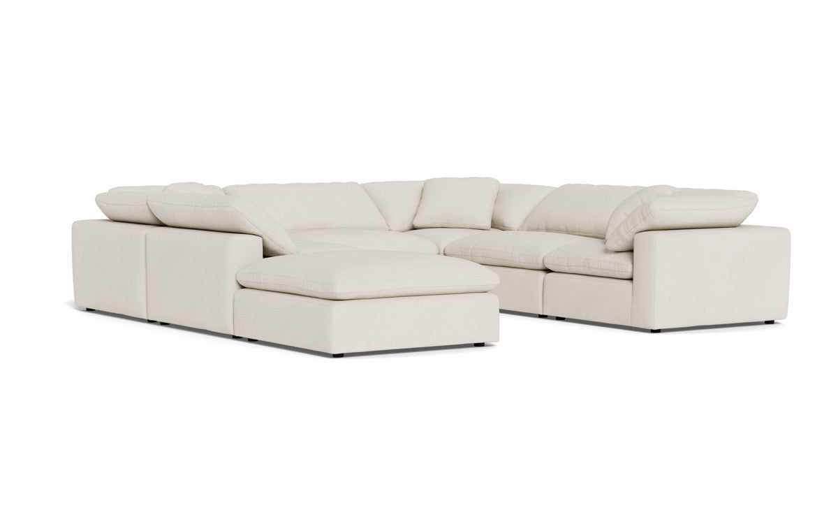 Fluffy 6 Piece Sectional W/Ottoman - Curious Snow