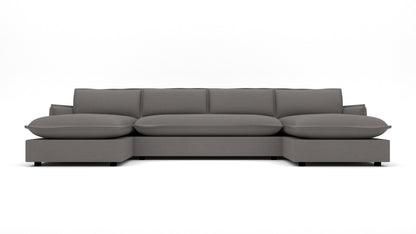 Cherrywood Double Chaise Sectional W. Armless Loveseat