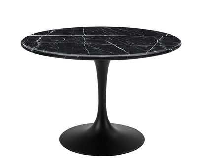 Colby Round 52" Black Marble Top/Black Base Dining Table