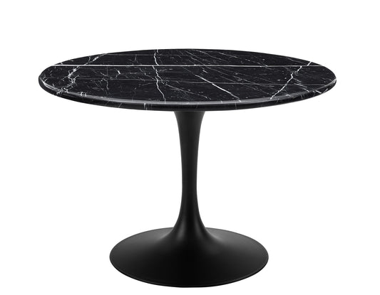 Colby Round 52" Black Marble Top/Black Base Dining Table -