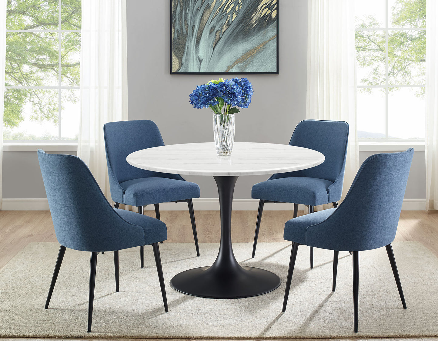 Colby Blue Fabric Dining Chairs (pr)