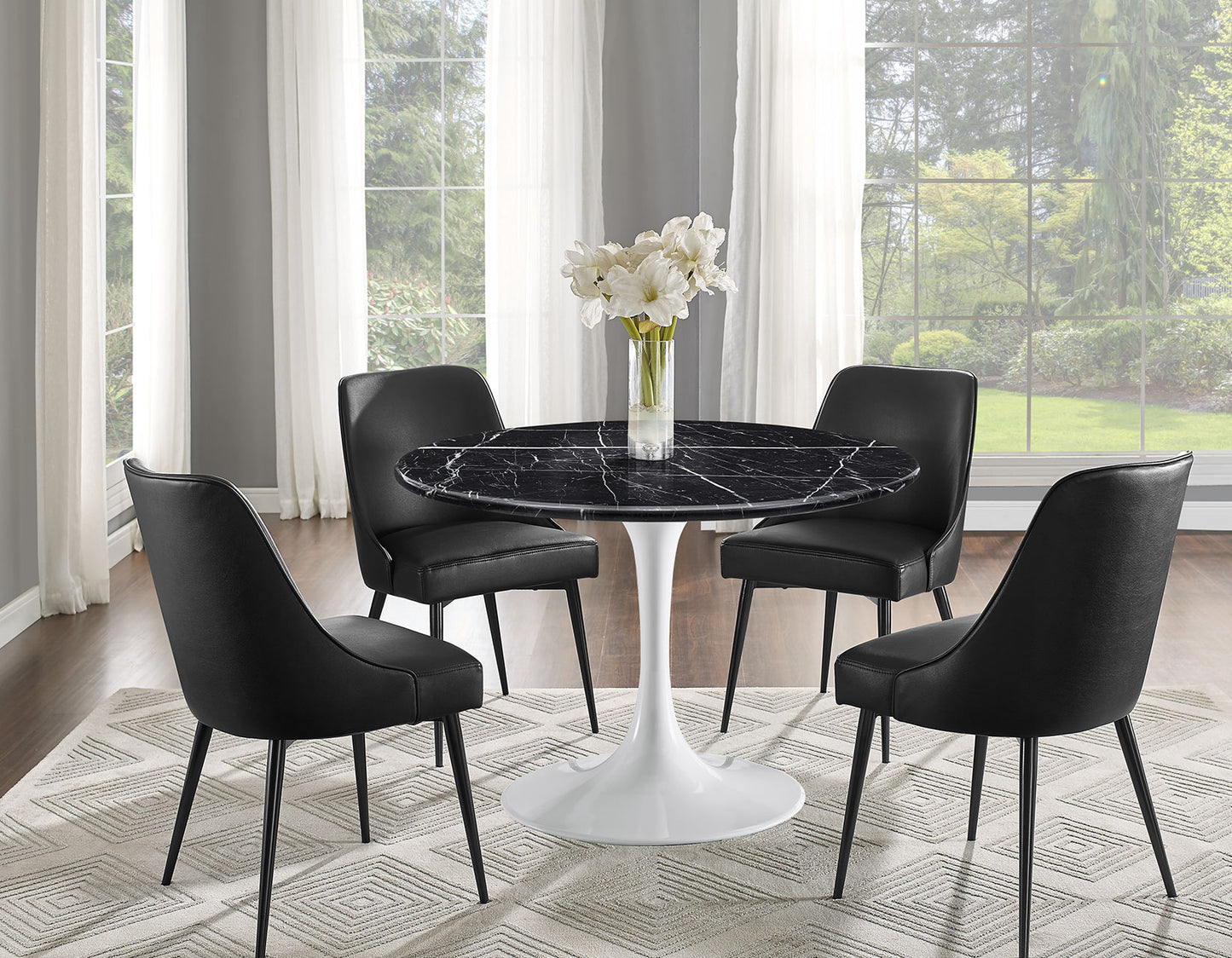 Colby Black Leatherette Dining Chairs (pr)