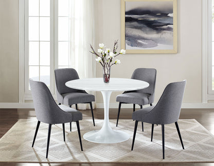 Colby Round 52" White Marble Top/White Base Dining Table