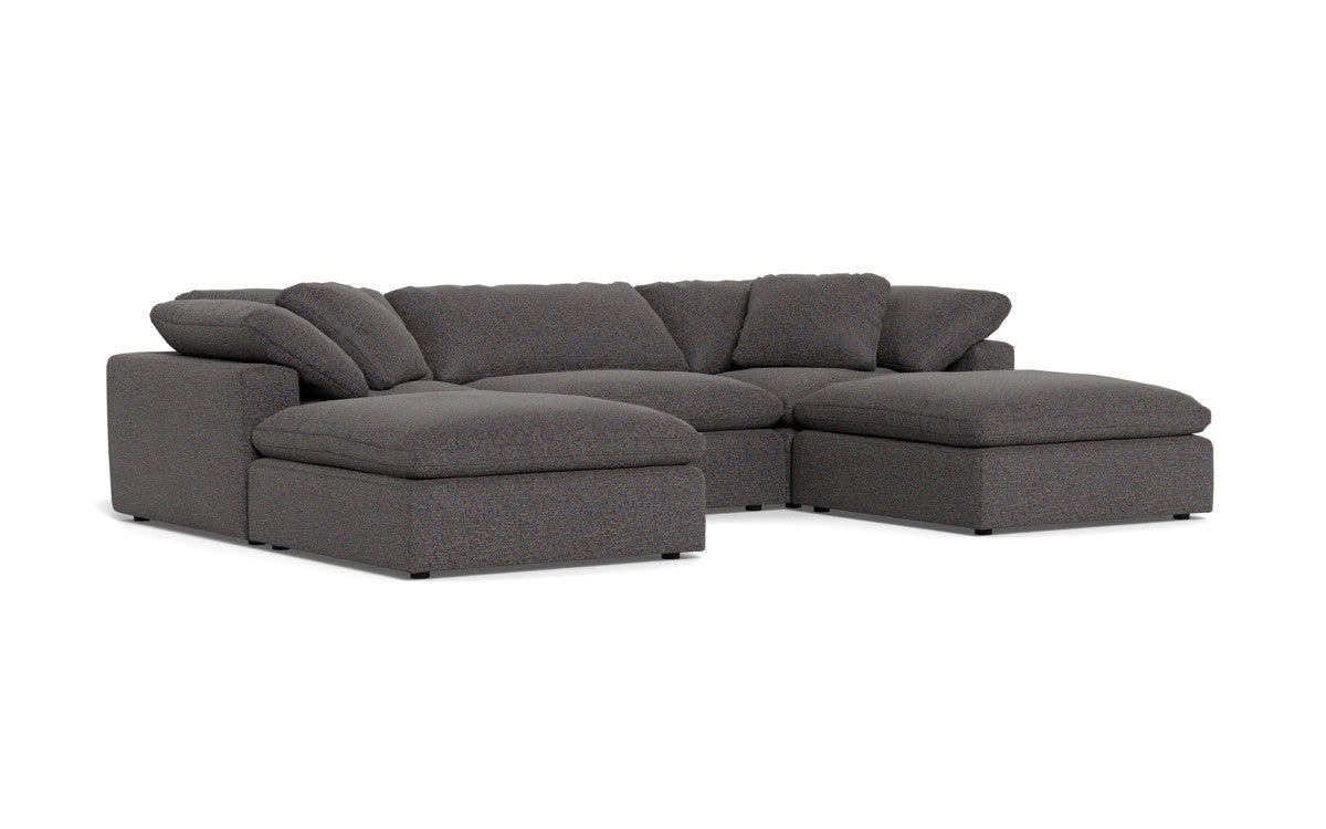 Fluffy 3 Piece Sofa W/Double Ottoman - Cordova Eclipse