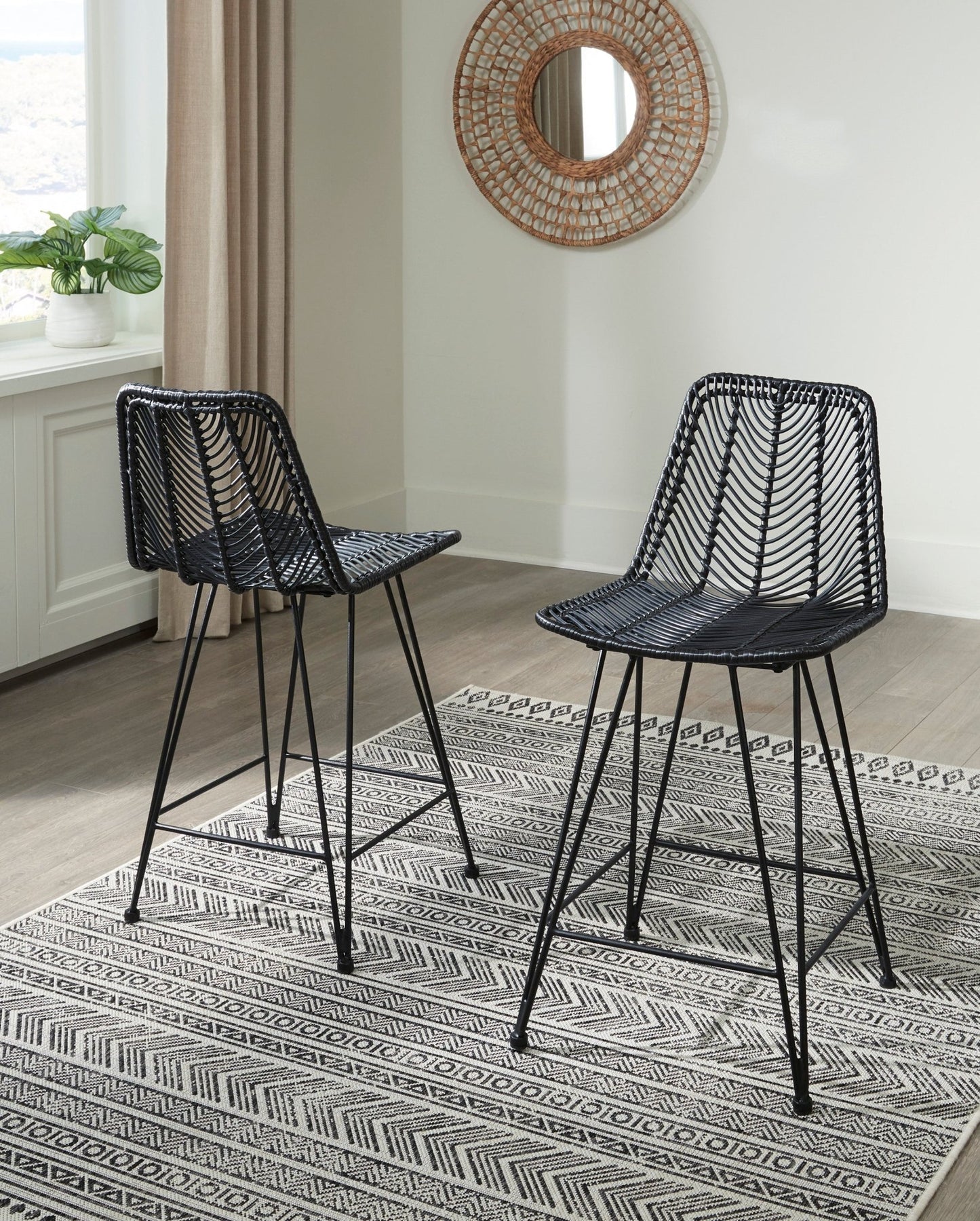 Ange Black Counter Stools (Set of 2)