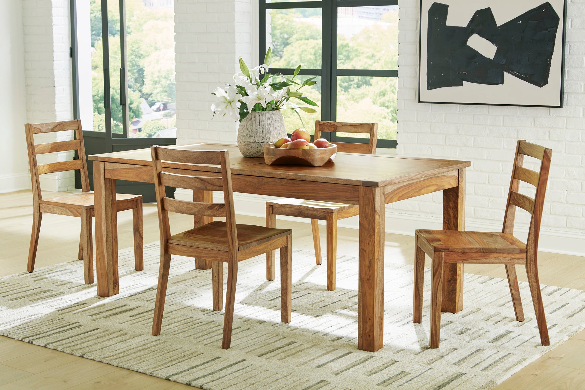 Dahlia Extension Table & 4 Wooden Side Chairs -