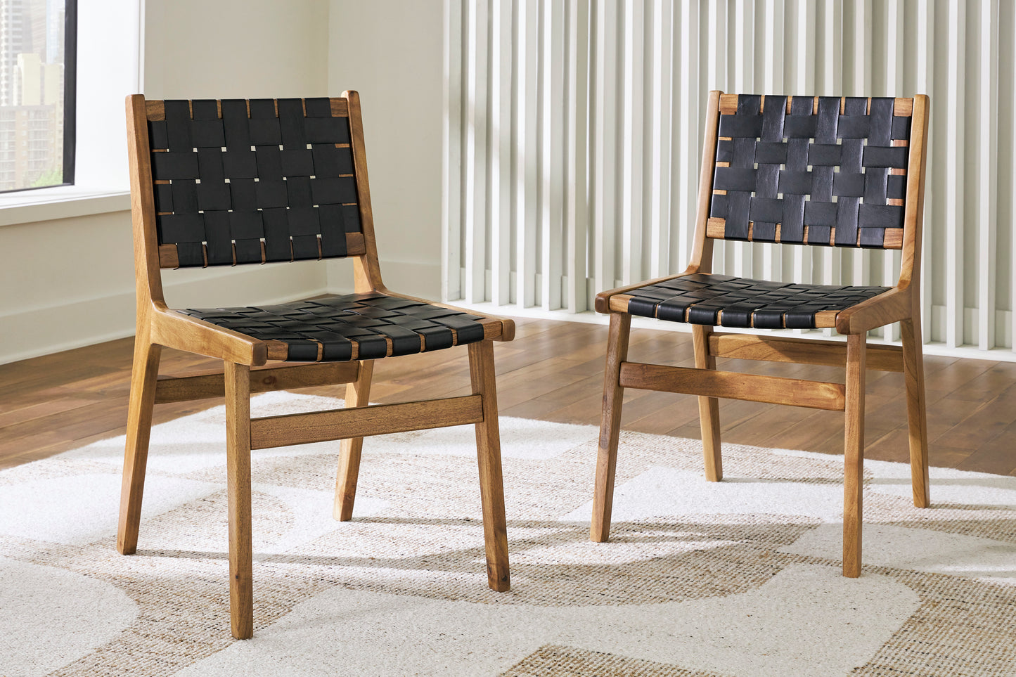 Fortune Leather & Wood Chairs (set of 2) -