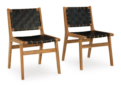 Fortune Leather & Wood Chairs (set of 2) -