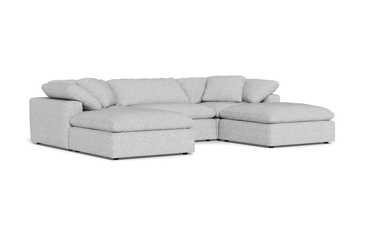 Fluffy 3 Piece Sofa W/Double Ottoman - Delray Smoke