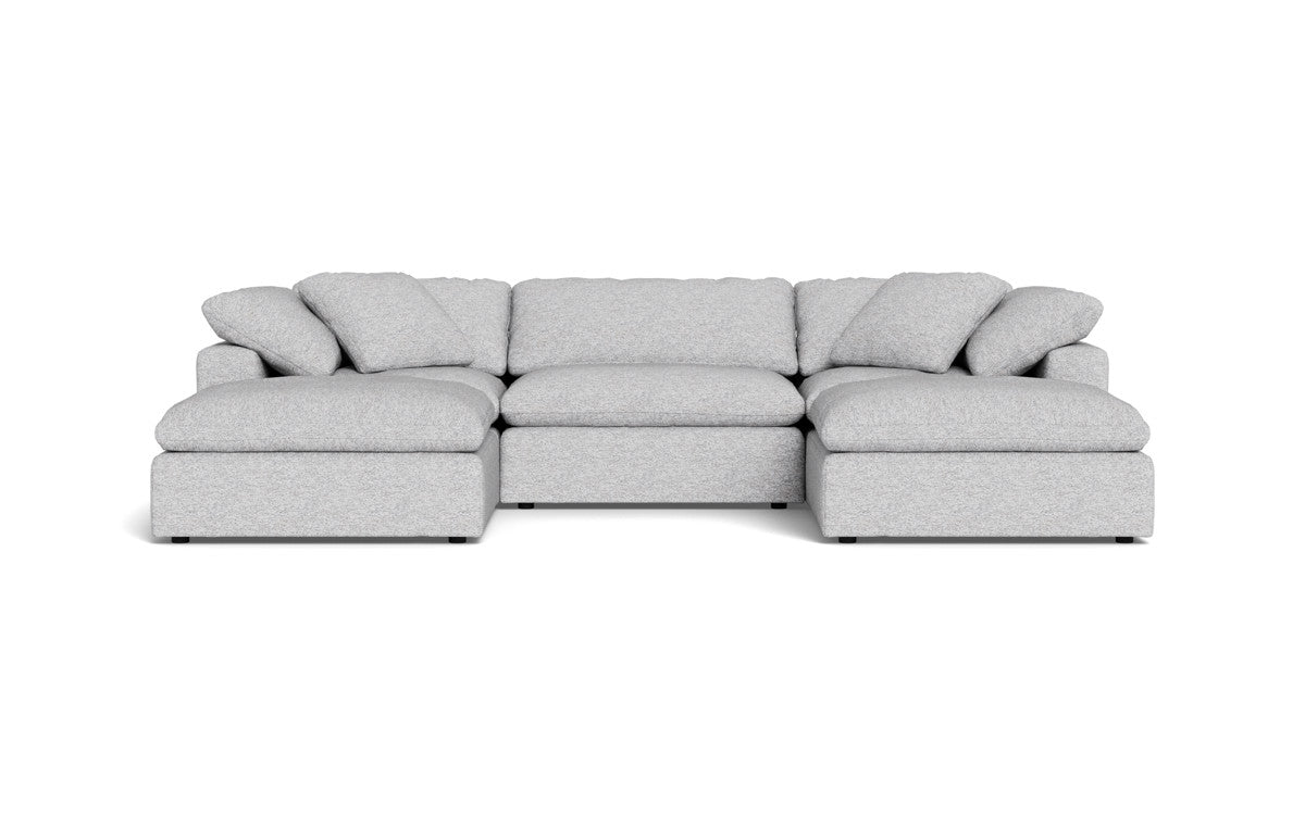 Fluffy 3 Piece Sofa W/Double Ottoman - Delray Smoke